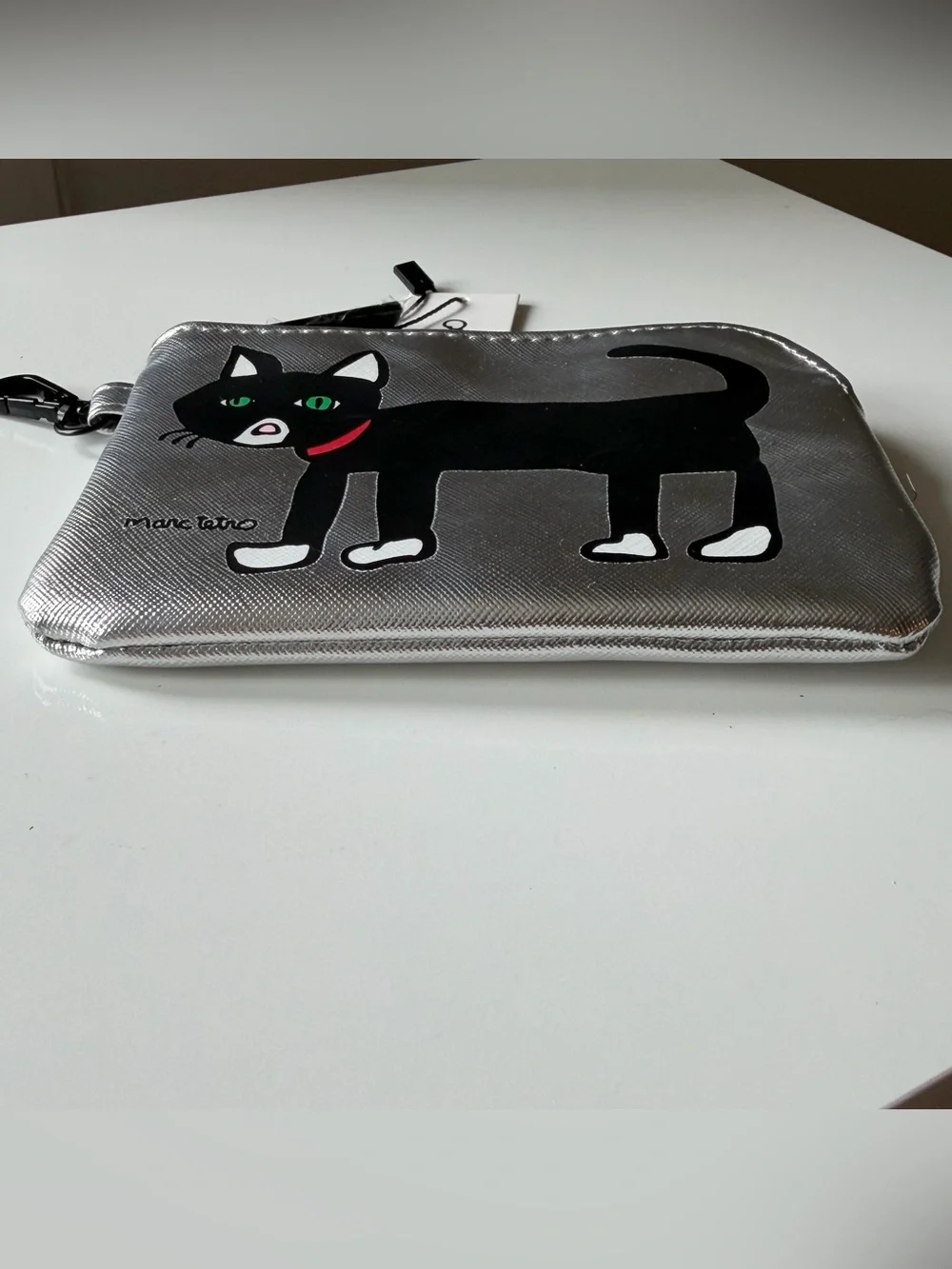 Marc Tetro Cat Travel Set Pouch Passport Holder Metallic Silver